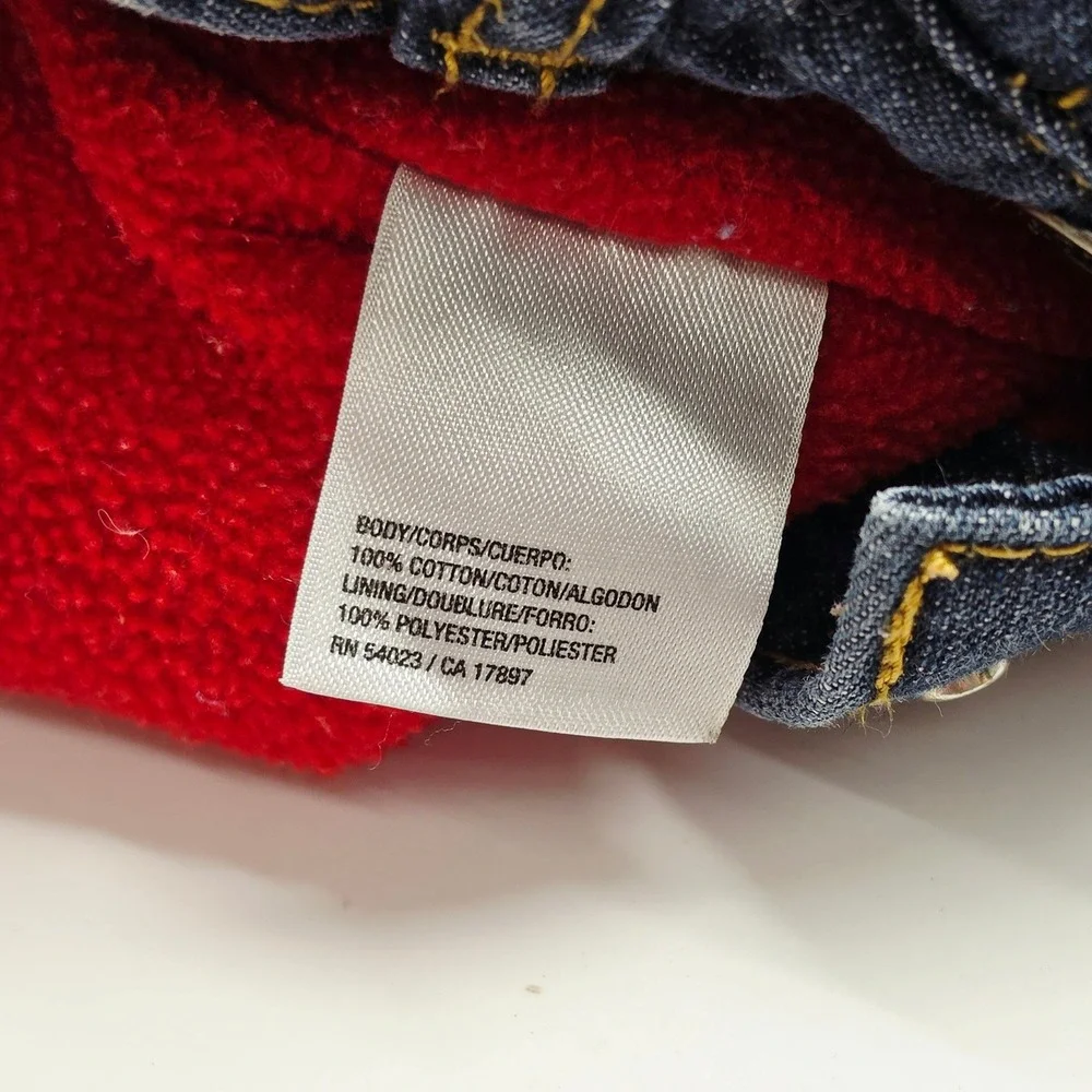 Old Navy Toddler Boys Fleece Lined Denim Jeans Dark Wash Blue Red 12-18 Months